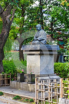 Statue of Uryu Iwako famous charitable who lead in building hospitals woman of Sensoji temple the famous temple in Tokyo, Japan.