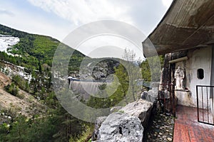 Statue in Vajont Dam in Povince Belluno photo
