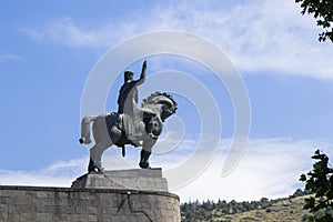 Statue of Vakhtang Gorgasali, famous king of Georgia, Old town and city center of Tbilisi