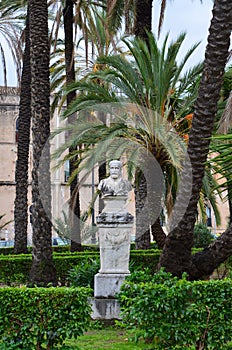 Statue in Villa Bonanno public garden in Palermo