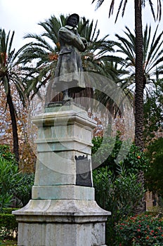 Statue in Villa Bonanno public garden in Palermo