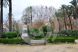 Statue in Villa Bonanno public garden in Palermo