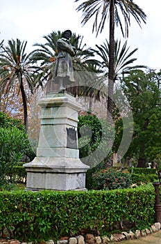 Statue in Villa Bonanno public garden in Palermo