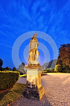 Statue of Villa Olmo in Como town by night photo