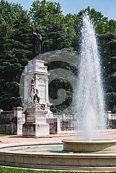 Statue of Virgilio and fountain in Mantua photo