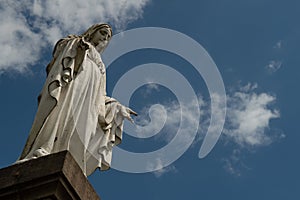 Statue of the Virgin Mary on the heights of the town of Joeuf in Meurthe et Moselle photo