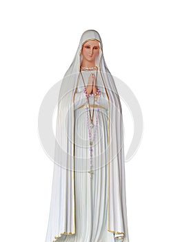 Statue of Virgin Mary in Roman Catholic Church isolated on white background