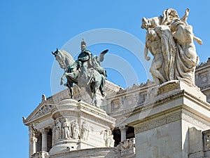 Statue Vittorio Emanuele II Altare Patria Rome Italy photo