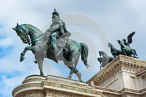 Statue of Vittorio Emanuele II at Vittorio Emanuele II Monument or Vittoriano. Rome. Italy