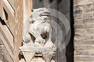 Statue at Wang Family Courtyard. a famous historic site in Lingshi, Jinzhong, Shanxi, China.