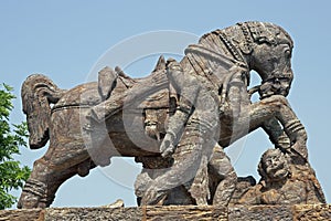 Statue of a War Horse at Konark Temple