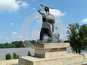 Statue of the Warsaw mermaid by the Vistula river,Warsaw,Poland