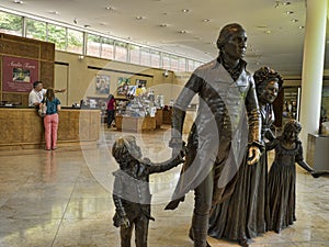 Statue of Washington and his family at Mount Vernon was the plantation home of George Washington