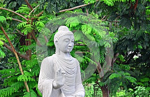 Statue of white rock made of Gautama Buddha, a follower of Jainism