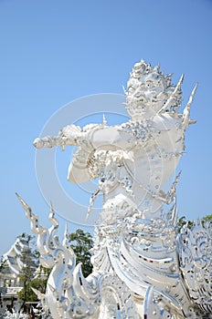 Statue of White Temple or Wat Rong Khun at Chiangrai, Thailand.