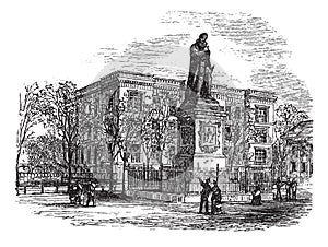 Statue of William I or Prince of Orange at The hague vintage engraving