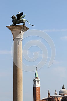 statue of winged Lion, symbol of the serenissima Republic of Venice in Northern Italy