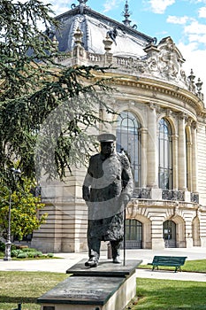 A statue of Winston Churchill by Jean Cardot in the grounds of the Petit Palais on the Avenue Winston Churchill in Paris