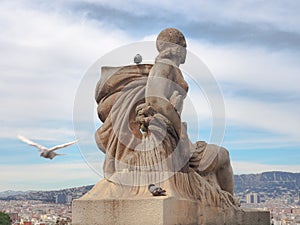 Statue of a woman in Barcelona, Montjuic castle