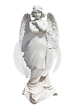 Statue of a young angel isolated on white