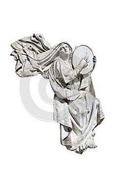 Statue of a young angel isolated on white