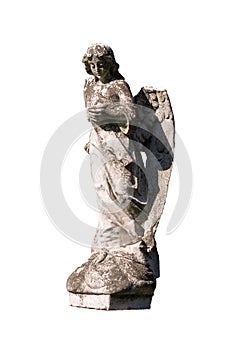 Statue of a young angel isolated on white