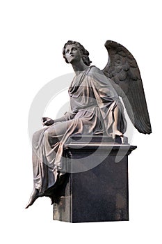 Statue of a young angel isolated on white