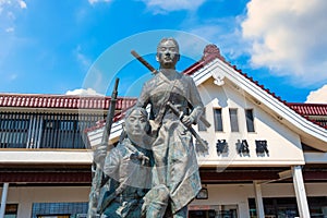 Statue of young Byakkutai warriors at Aizuwakamatsu Station