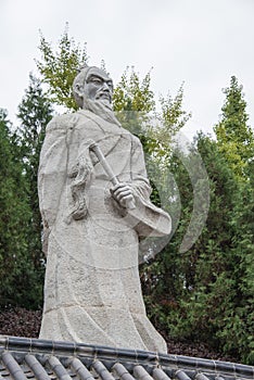 Statue of Zhang Sanfeng at Jintai Temple, Baoji, Shaanxi, China. Zhang Sanfeng was a legendary Taoist in 12th century.