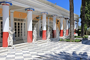 Statues in the Achilleion terrace. Gastouri an Corfu island, Greece. photo