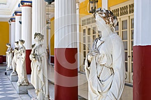 Statues in Achillion Palace in Corfu island, Greece