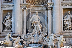 Statues Of Adundance, Oceanus, Health, Trevi fountain, Rome, Italy