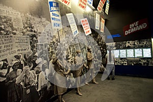 Statues of African Americans marching inside the National Civil Rights Museum at the Lorraine Motel