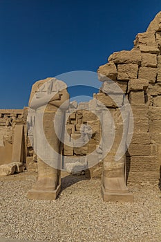 Statues in the Amun Temple enclosure in Karnak, Egy