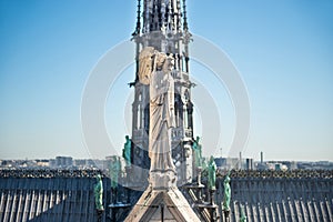 Statues at roof of Notre-Dame de Paris photo