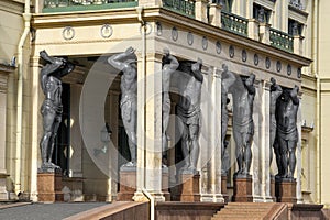 Statues of Atlants neat the Hermitage