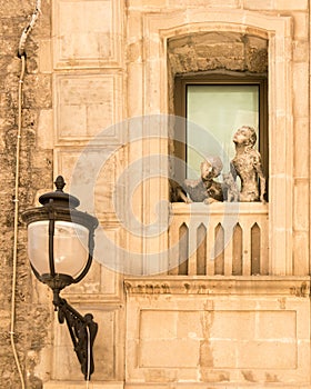 Statues on balcony