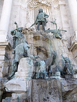 Statues by Buda Castle wall Budapest photo