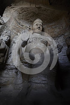 statues of buddha in Yungang caves, grottoes, Datong