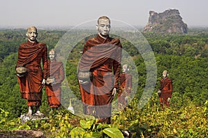 Statues of Buddhist Monks in Mawlamyine, Myanmar