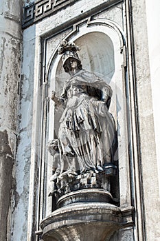 Statues on the building. Historical sculptures on the Piazza San Marco in Venice, Italy.