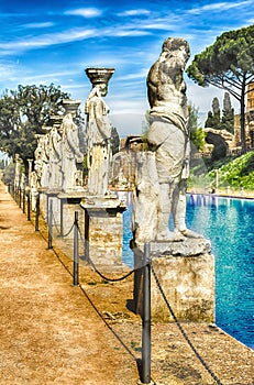 Statues of the Caryatides at Villa Adriana, Tivoli, Italy