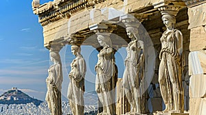 The statues of Caryatids of the Erechthion