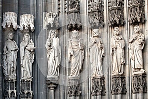 Statues on the Cologne Cathedral Dom. UNESCO Wold Heritage Site