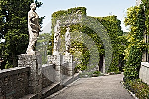 Statues in the courtyard of the castle duino, Trieste,Italy.