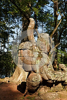 Statues of Demons and Gods near East Gate, also known as the Gate of the Dead, in Angkor What, Cambodia