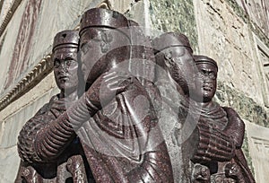 Statues of Diokletian and three other emperors in Venice detail, Italy