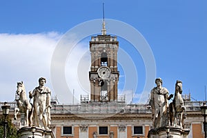 Statues of the Dioscuri on Piazza del Campidoglio in Rome, Italy