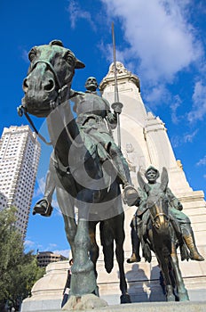 Statues of Don Quixote and Sancho Panza at the Plaza de Espana in Madrid. photo