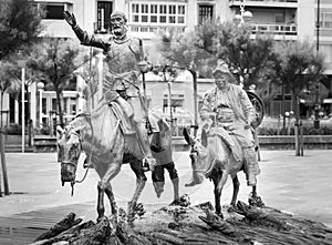 Statues of Don Quixote and Sancho Panza in San Sebastian, Spain